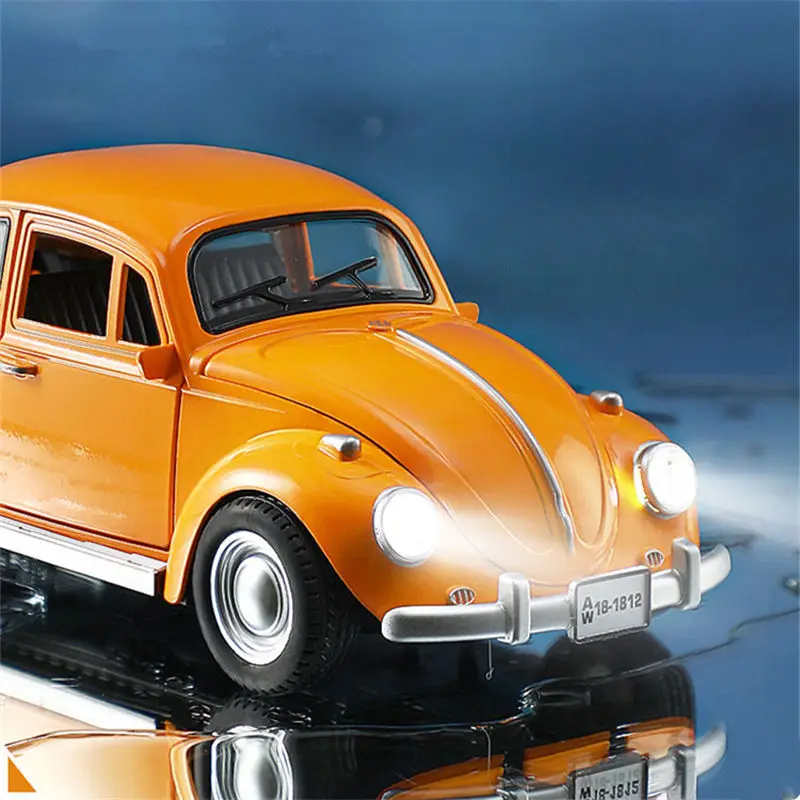 1:18 Beetle Alloy Classic Car Model Diecasts Metal Vehicles Car Model High Simulation Sound Light Collection Childrens Toys Gift