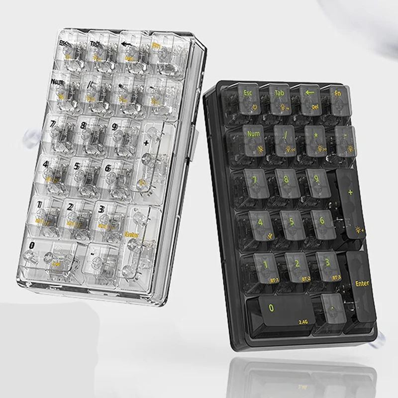 ABDJ-K21 Цифровая клавиатура Bluetooth Механическая клавиатура RGB 21 клавиша Прозрачная игровая клавиатура для учета Photoshop Numpad