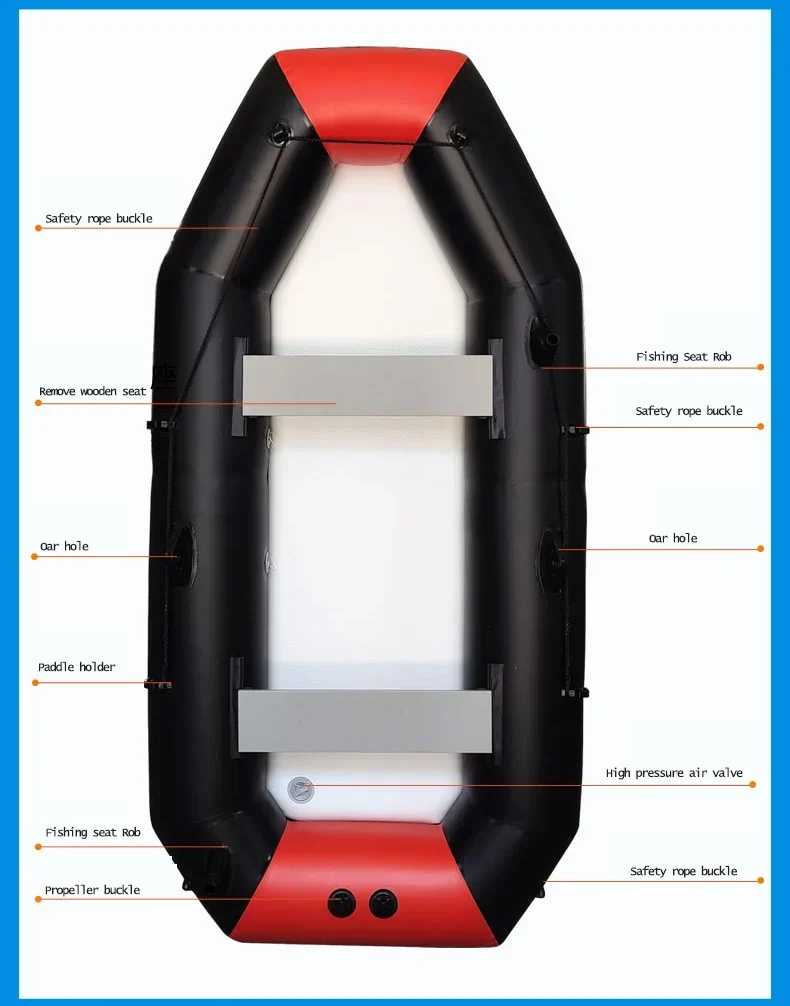 IHOMEINF 0.7 มม.หนา PVC Inflatable พายเรือแคนูเรือ 3 ชั้นสวมใส่ Inflatable เรือตกปลาสําหรับ 1-6 คน Dinghy