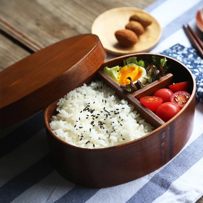 Di legno Scatola di Pranzo Giapponese Bento Lunchbox Contenitore di Alimento Piccolo piatto di Frutta Sushi Contenitore di Alimento di Scuola I