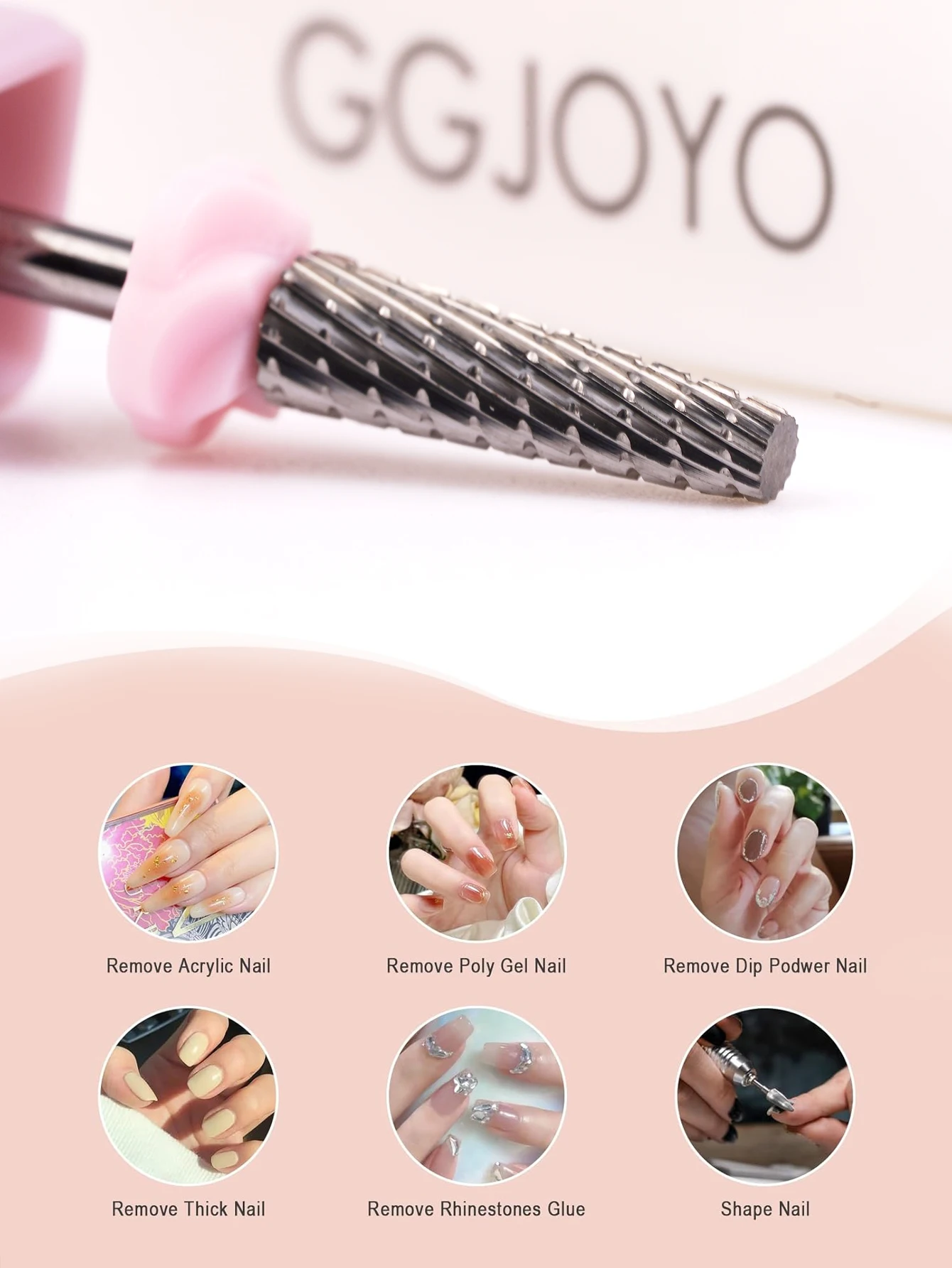 ทังสเตนคาร์ไบด์เล็บอะคริลิคเจาะบิต Professional Chrome Barrel เล็บ Bits 3/32 "ไฟฟ้าแฟ้มเล็บ Art ขัดลบ G