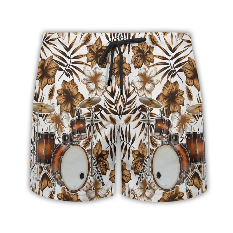 Drum Lover Short Pants For Men Clothes Musical Instrument Hawaii Mens Swim Short Beach Shorts Hip Hop Band Trunks Male Bermudas