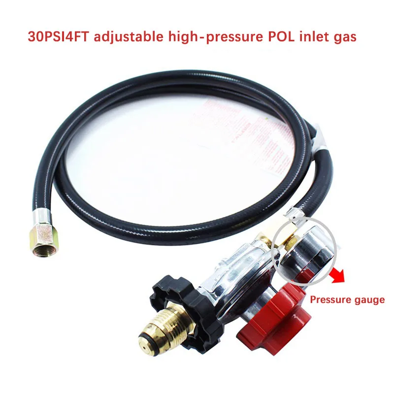 Adjustable 0 30PSI Propane Pressure Reducing Valve POL1 Gas Regulator With Flexible Hose For Portable Gas Stove