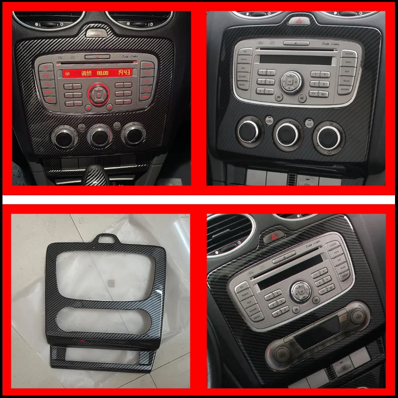 

Car Styling For Ford Focus Mk2 2009 2010 2011 Center AC CD Control Switch Panel Cover Decorative Frame Auto Parts Accessories