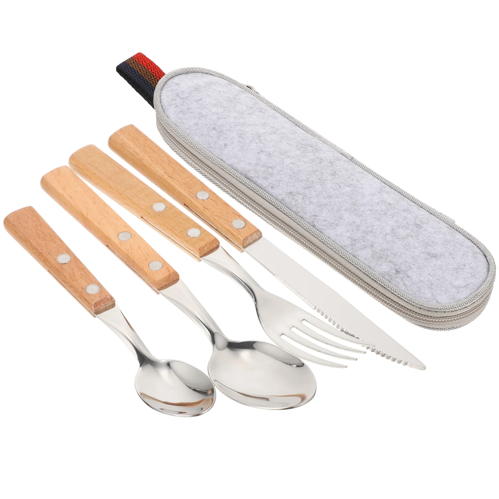 

1Set Stainless Steel Tableware Kit Multifunctional Kitchen Cutlery Set Lightweight Portable Utensils for Lunch Travel Camping