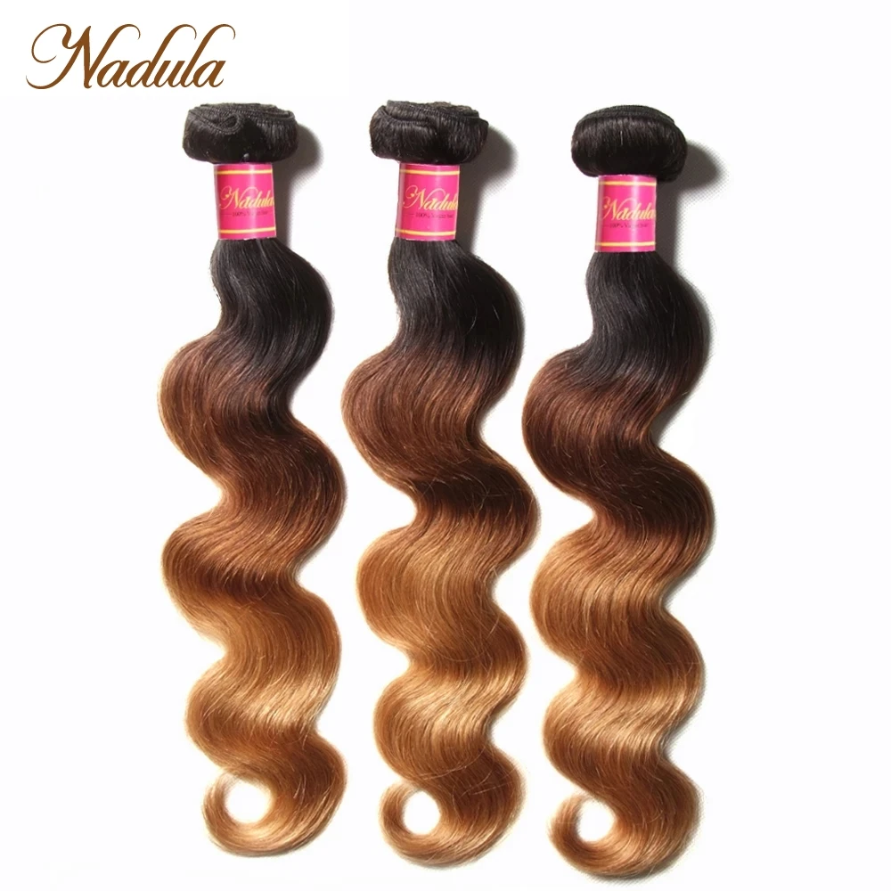 Nadula Hair Brazilian Body Wave Human Hair Bundles 1B-4-27 Ombre Remy Hair Weaves Body Wave Ombre Hair Bundles