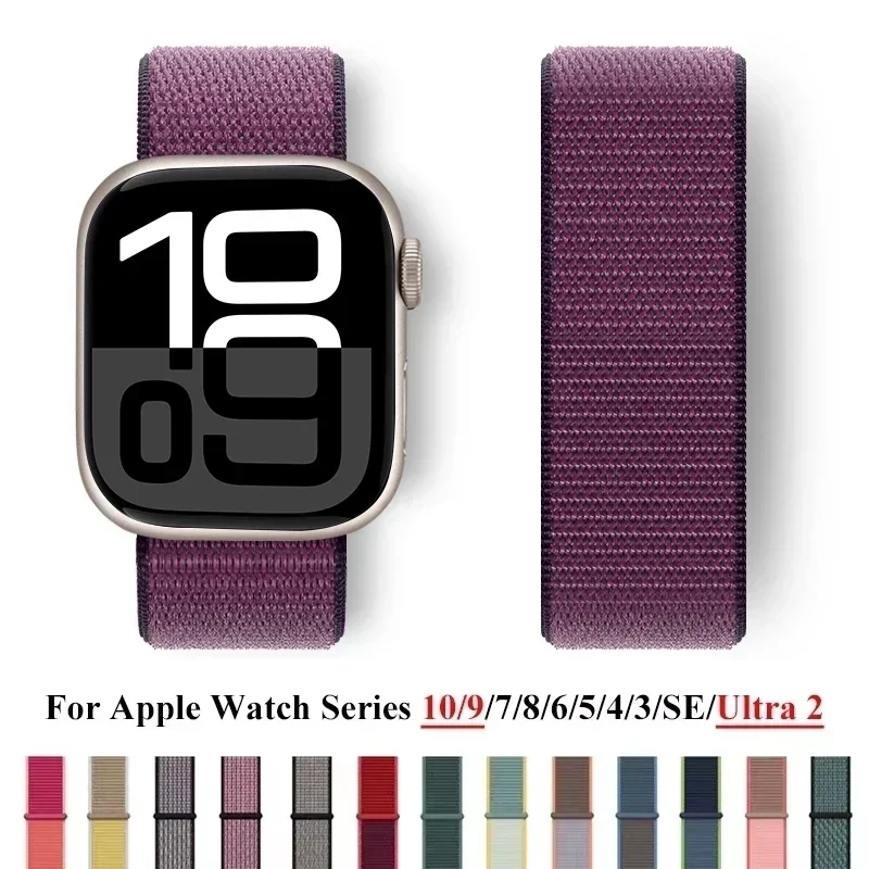 Nylon Loop For Apple Watch Strap 45mm 44mm 49mm 46mm 40mm 41mm 38mm 42mm Correa Bracelet iWatch Series 6 Se 7 8 9 10 ultra2 band