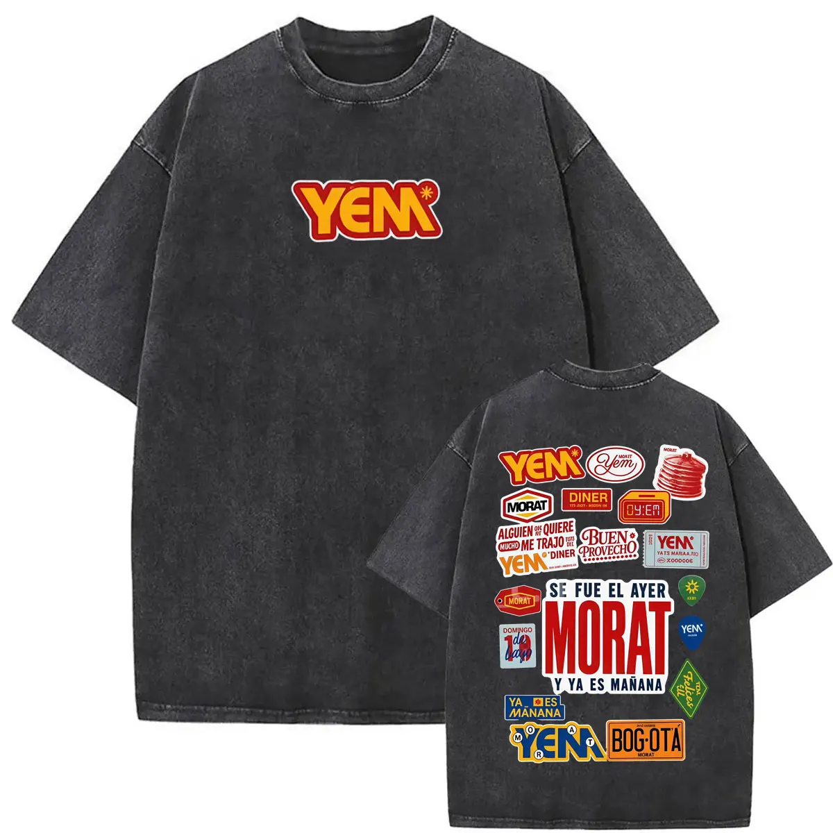 Band Morat Yem Album Logo Vintage Washed T-shirt Unisex Fashion Hip Hop Oversized T Shirts Men Casual Loose High Quality T Shirt