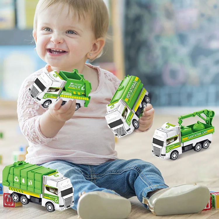 4 قطعة ألعاب أطفال الهندسة سيارة محاكاة مدينة الصرف الصحي سيارة تنظيف سيارة صغيرة التراجع سيارة لعبة نموذج الصبي هدايا عيد الميلاد