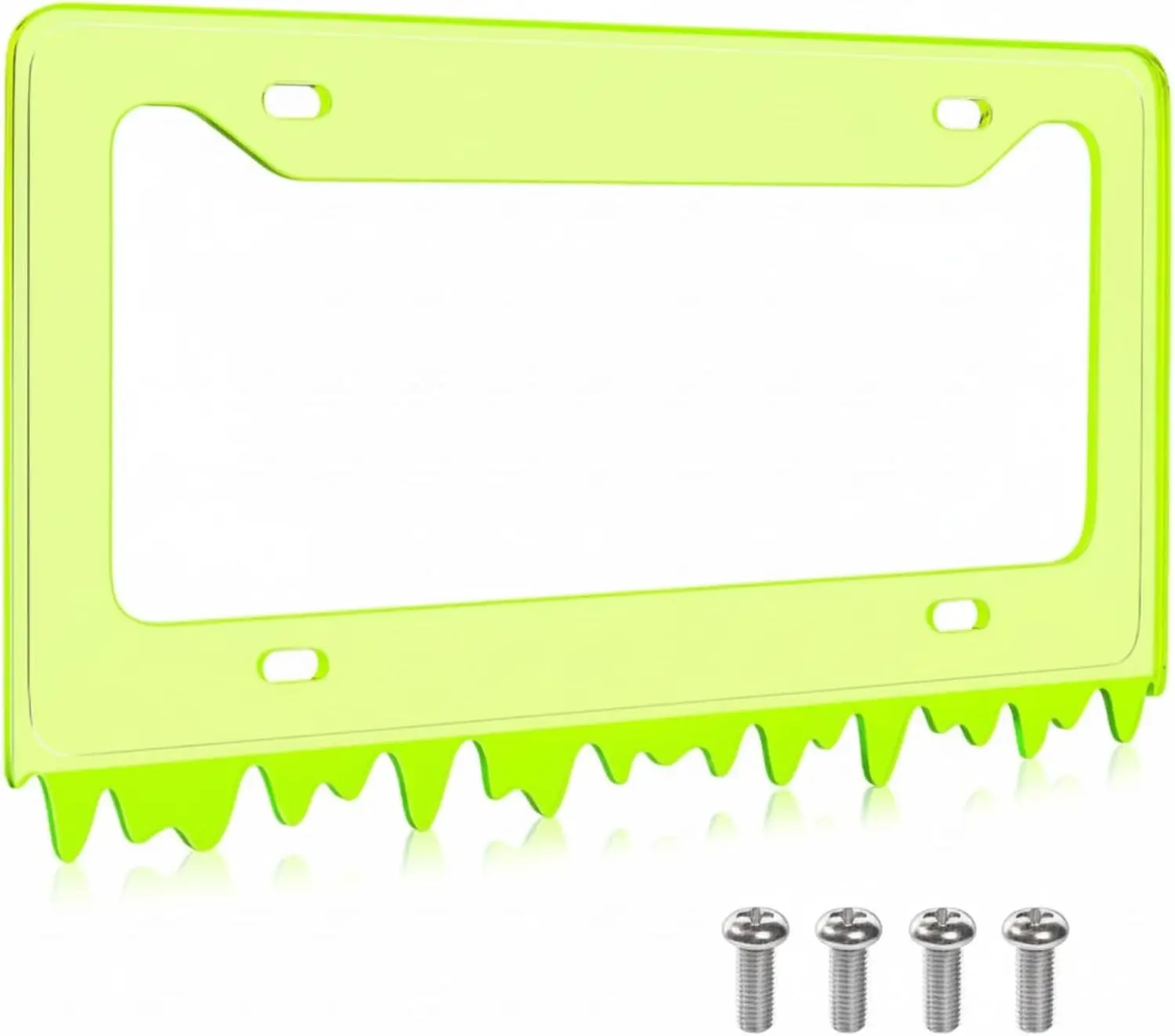 

Fluorescent Green Acrylic License Plate Frame, Glow in Dark, Fits Standard 6x12 Inch Car Plate, Transparent Universal Tag Holder