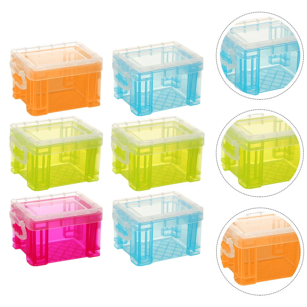 

6pcs Mini Storage Boxes PP Material Hard Structure School Supplies ganizer Plastic Containers Lids Tidy Desk Small Box