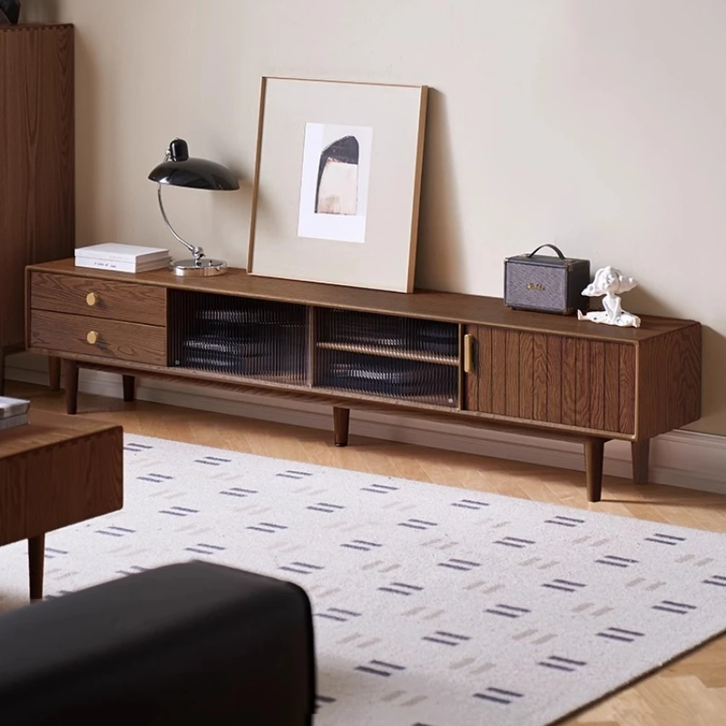 

Original element all solid wood TV cabinet Nordic simple modern living room furniture small apartment oak floor cabinet