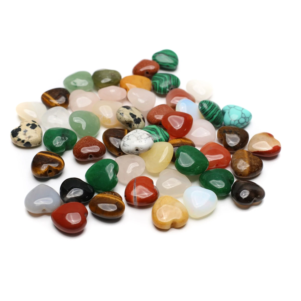10Pcs Natural Stone Heart Shape Beads 16x6mm Semi Precious Gemstone Loose Beads Through-hole Heart Beads for DIY Jewelry Making