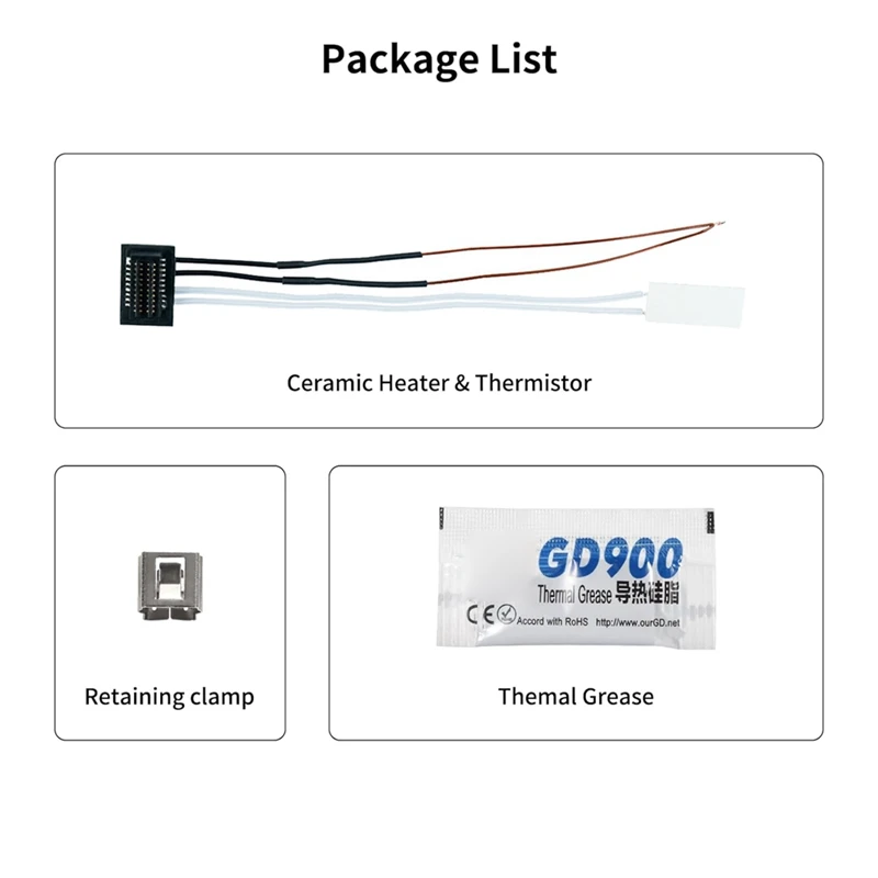 Termistor de calentador de cerámica, Kit de actualización de 24V y 48W, Sensor de alta temperatura de 300 ℃ con Clip de fijación, 1 Juego