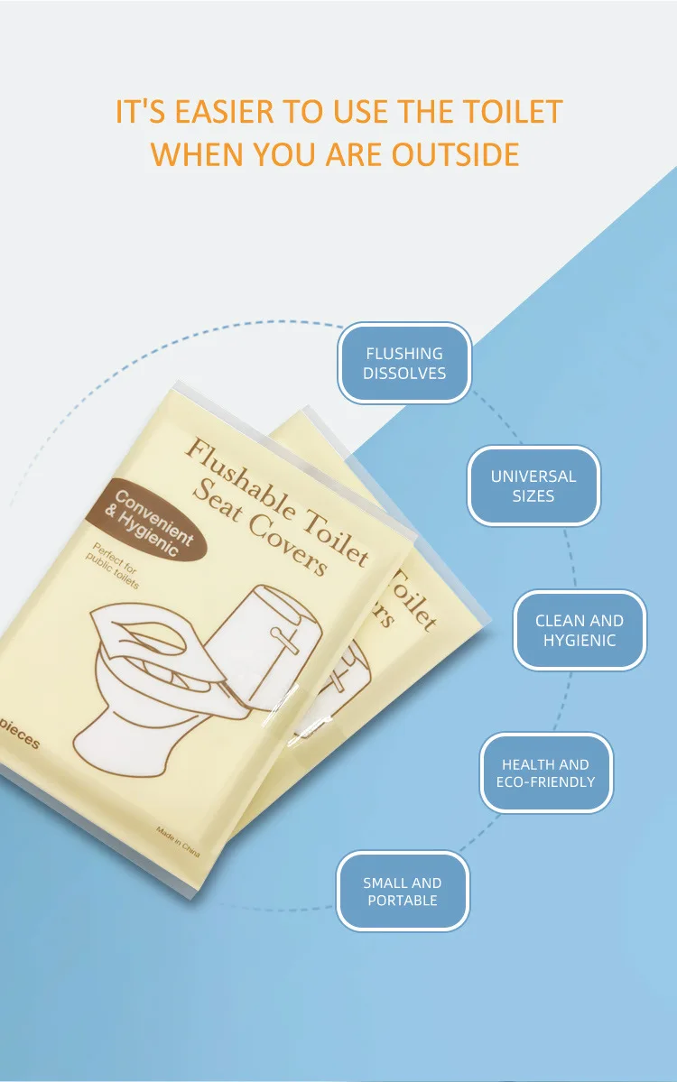 Disposable Toilet Seat Cover Portable Travel Camping Hotel Bathroom Toilet Mat Pads Degradable Soluble Water Toilet Covers Paper