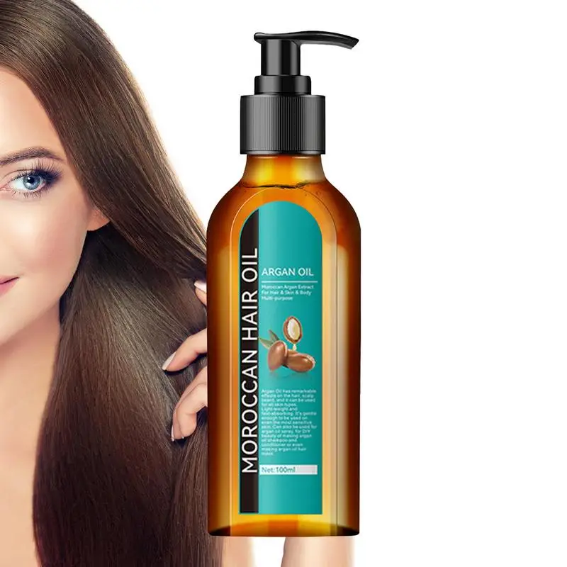 Aceite para el cabello marroquí, aceite de argán marroquí orgánico para el crecimiento del cabello, aceite nutritivo brillante para el cabello suavizante para hombres y mujeres, 100ml