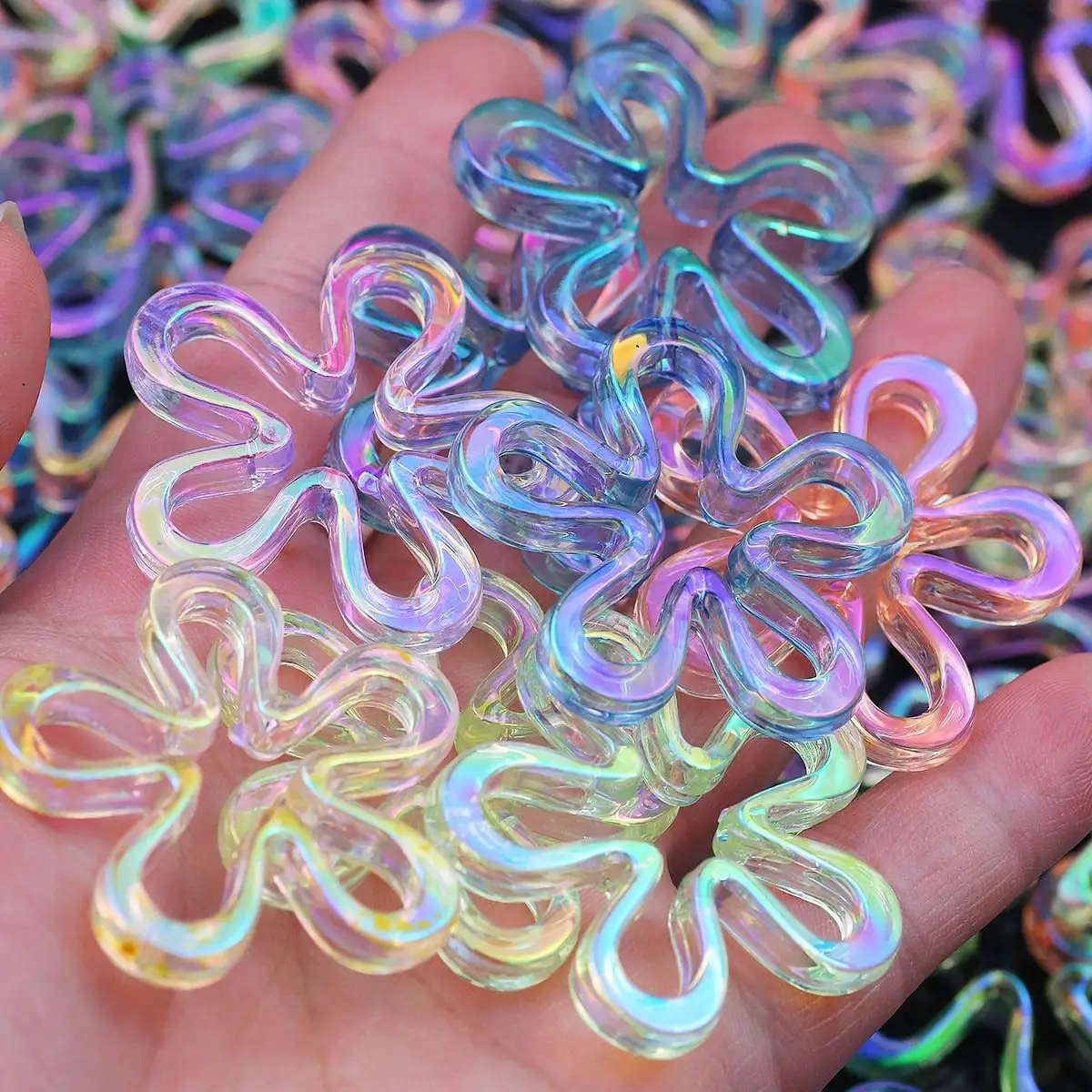 

10pcs 43mm Mixed Color Large Chrysanthemum Shape UV Acrylic Beads, Suitable For Handmade DIY Jewelry, Accessories, Hair Accessories, Shoes, Clothing, Beaded Pens
