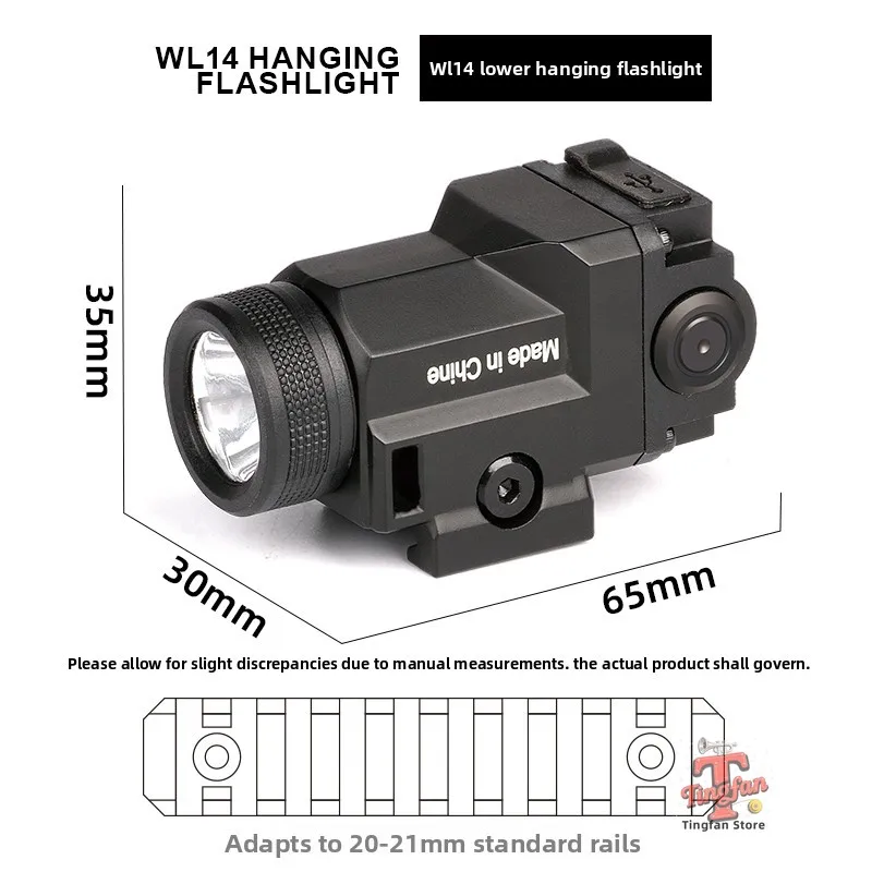 Torcia sospesa in metallo WL14 ricaricabile piccola luce tattica forte 500 lumen luce portatile flash esplosione ad alta luminosità