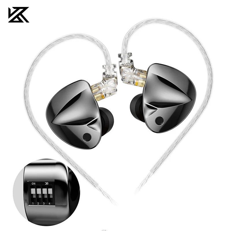 KZ D-FI HiFi IEMs داخل الأذن 4-Level رصد ضبط مفاتيح سماعة لايف سدادة الأذن سماعة الموسيقى تصميم الدائرة سماعة