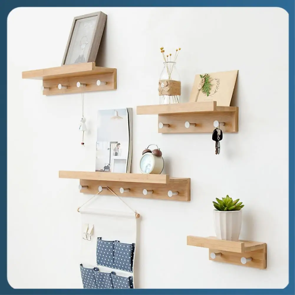 

AB02 Wooden Wall Shelf Wall Mount Organizer For Kitchen Bedroom Home Decor Kid Room DIY Wall Decoration Holder