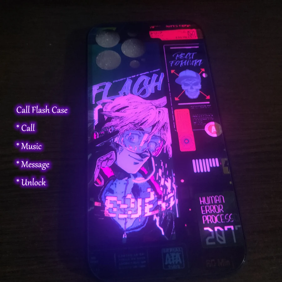 LED Call Light Up Girl Glass Phone Case For iPhone 12 11 Pro Max X Xr Xs Max 6 7 8 Plus Smart Voice Control Luminous Back Cover