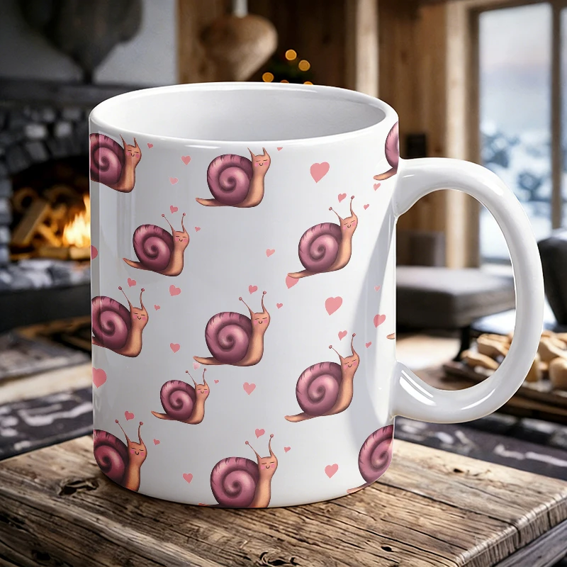 

Cute snail heart-patterned ceramic cup, coffee cup, milk cup, office tea cup, drinking cup, fade-resistant, gift for friends