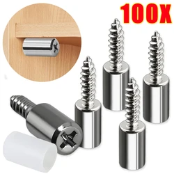 100/2Pcs Self-tapping Screws Cabinet Bracket Wardrobe Storage Rack Septum Screw Fixed Support With Slip Resistant Rubber Sleeve