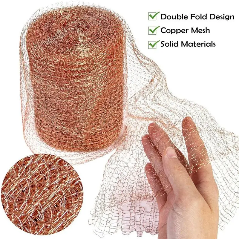 A84E-9Pcs 12.7Cmx3meter Copper Knitted Wire Mesh Rustproof Copper Mesh Roll For Rodent Copper Mesh For Garden House Ideal DIY