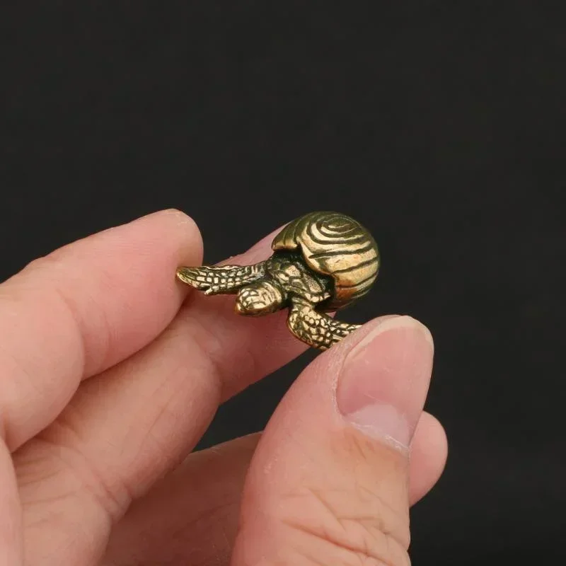 Solid Brass Sea Turtle Figurine Miniature Tea Pet Craft Desktop Small Ornament Animal Home Decoration Accessories Gifts