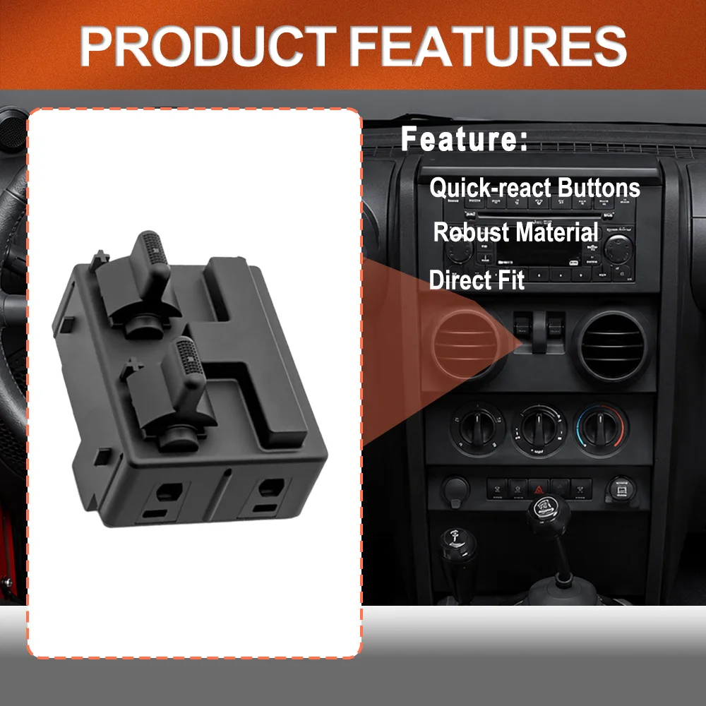 Interruptor de Elevalunas Eléctrico 4602675AA para Jeep Wrangler 3.8L 2 Puertas 2007 2008 2009 2010, Botón de Control de Elevalunas Eléctrico Delantero Izquierdo