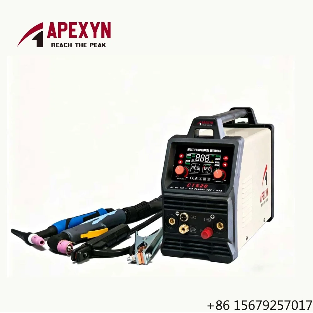 APEXYN CT520 Plasma Welding Machine TIG/MMA/Plasma Cut 3-in-1 Max Cut 16mm Dual Voltage 110V/220V Steel Aluminum Cutting IGBT