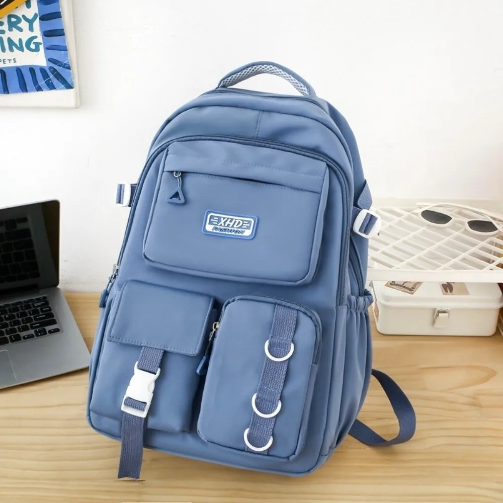 Nylon-Schulrucksack mit großer Kapazität, verstellbaren gepolsterten Schultergurten, Laptop-Fach, wasserabweisend, mehrere Taschen – Detail 8