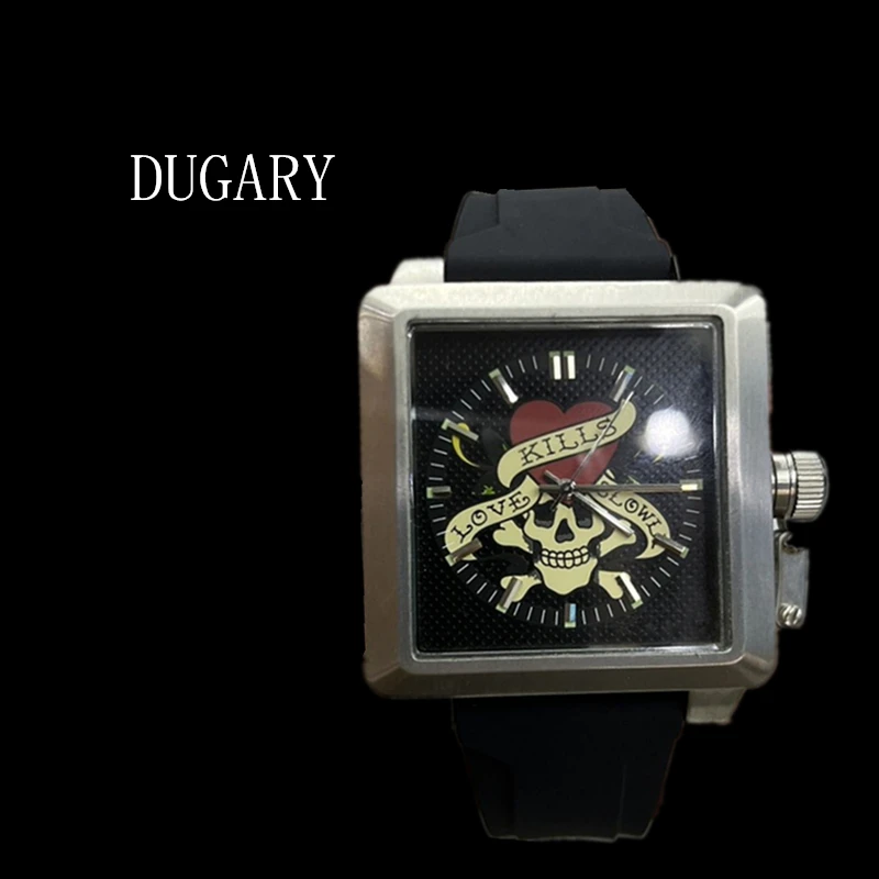 DUGARY Fashion Quartz Watch for men Personality 316L stainless steel punk square 45mm Wristwatches Relogio Masculino Clock