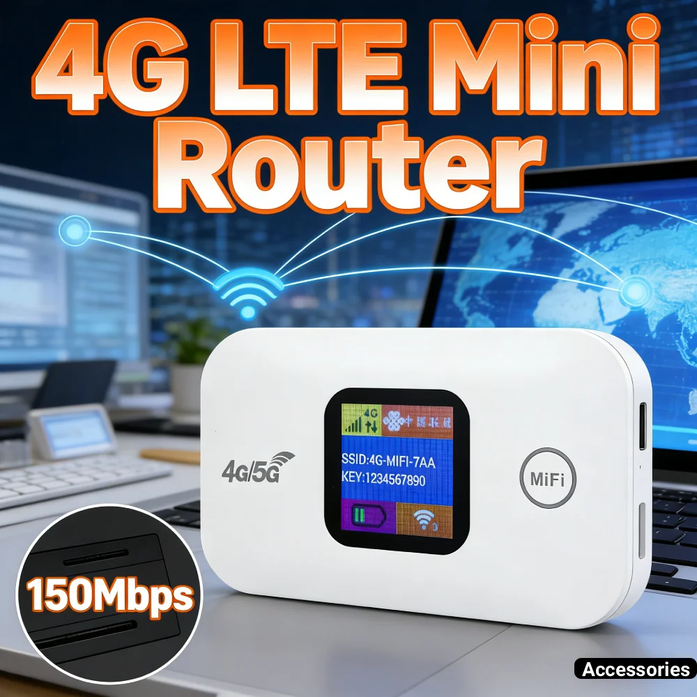 

Портативное сетевое устройство 4G LTE, беспроводной Wi-Fi, 150 Мбит/с, мини-открытая точка доступа, слот для SIM-карты, 2100 мАч, цветной светодиодный дисплей