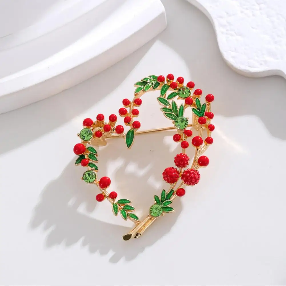 Oil-dripping Rhinestones Brooch Elegant Vintage Oil Drop Mimosa Fruit Brooch with Shiny Rhinestones Love Wreath for Clothes