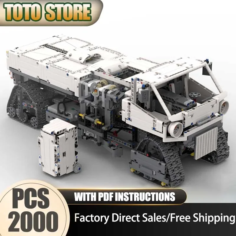 Moc Building Blocks Modular Tracked Side Loader Garbage Truck Model Technology Brick DIY Assembly Construction Holiday Toy