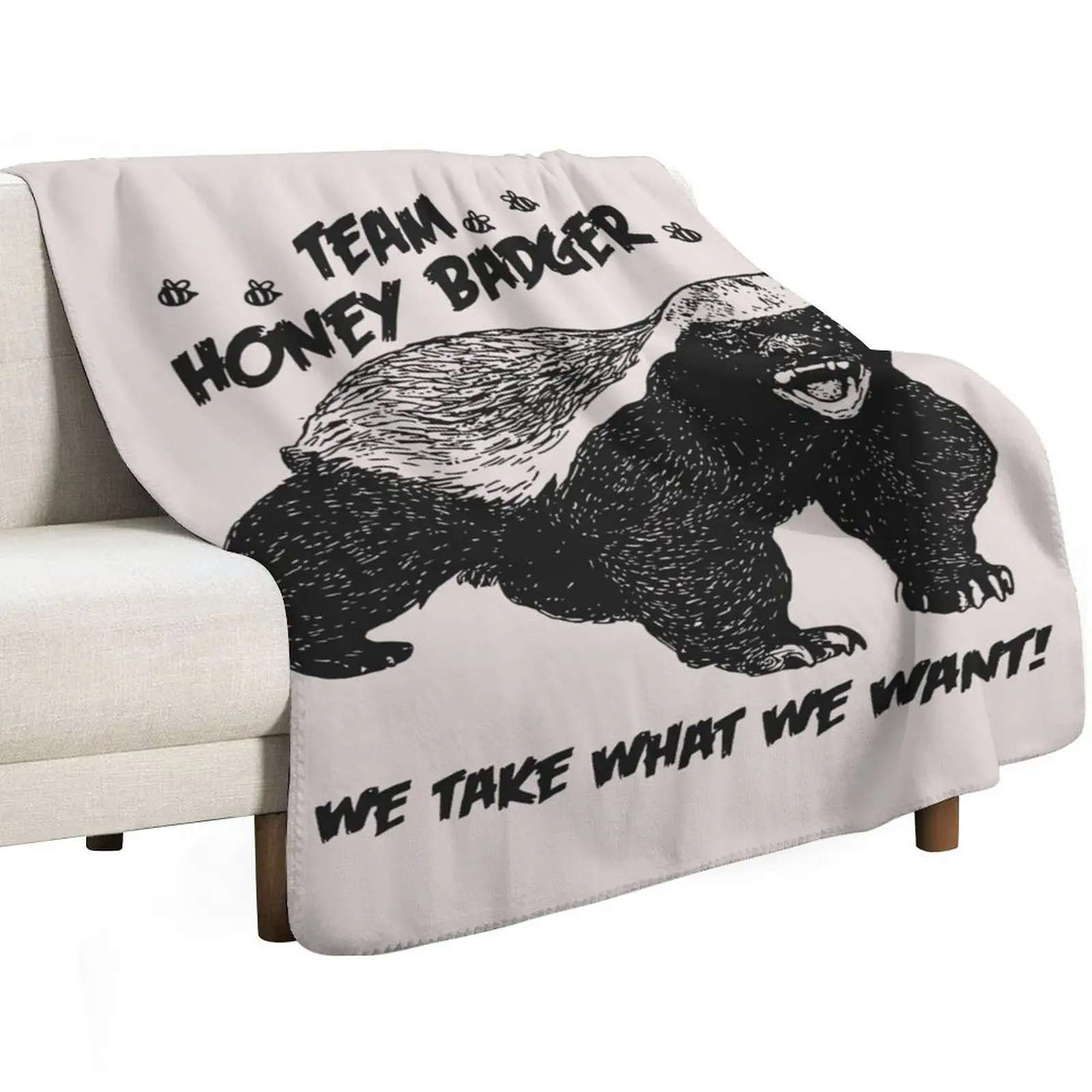 Team Honey Badger Throw Blanket couch cozy soft plush fuzzy picnic outdoor blanket