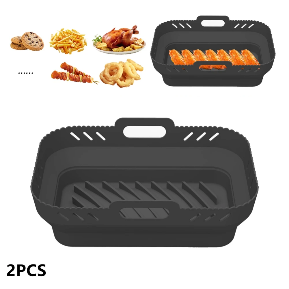 2pcs Silicone Air Fryer Liner for Ninja Dual Air Fryer Accessories Reusable Silicone Pot Grill Pan Baking Kitchen Accessory