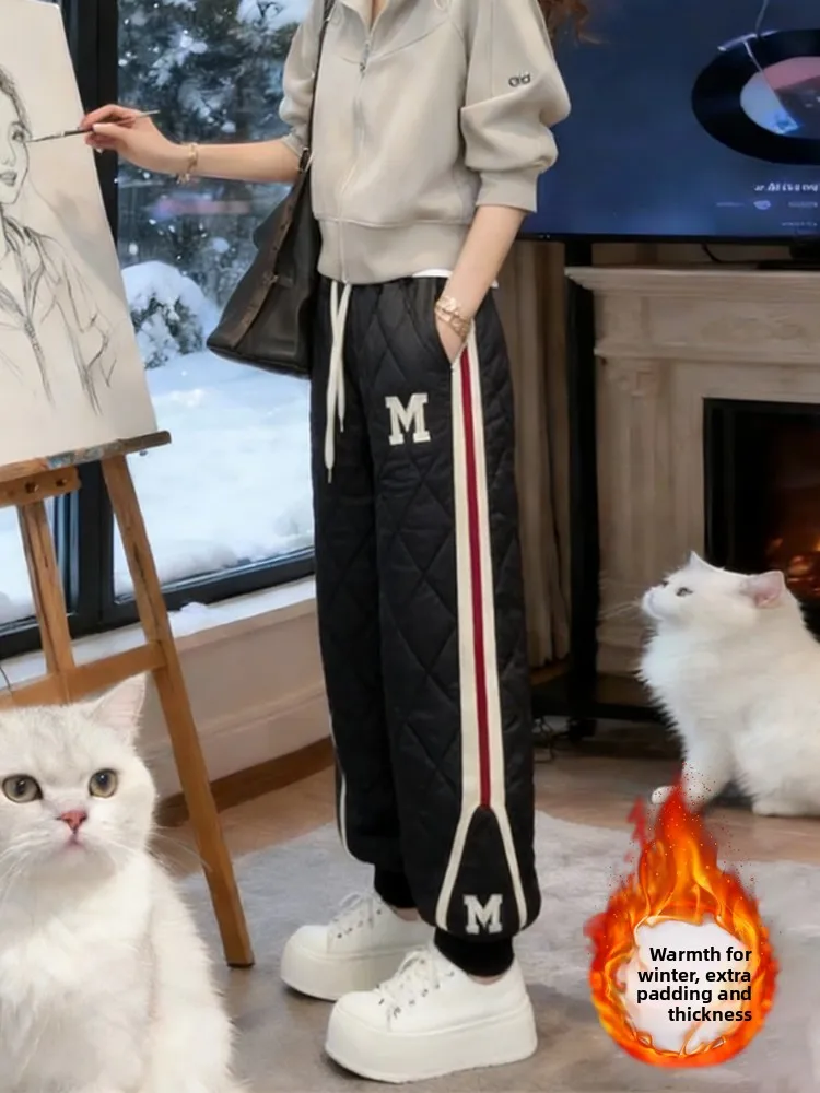 

Утепленные хлопковые брюки Harlan для женщин: зимние, теплые, свободного кроя, с высокой талией, длинные, прямые, со стационарной подкладкой