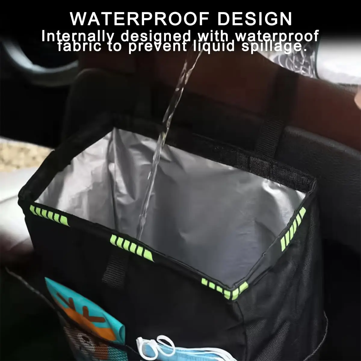 Multifunctional Car Seat Back Organizer, Insulated Cooler Bag & Trash Bin, Waterproof Storage Pocket view 5