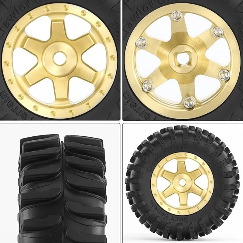 PHONE&GEAR 1/30 Scale Metal Climbing Car Model - SCX30 0.7 Brass Wheel Hub, for , for for K10