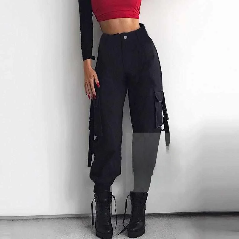 Low Waist Reflective Korean Sle Women's Casual Pants with kets Harlan Pants Cotton Blend Slim Fit Seven Quarter Length