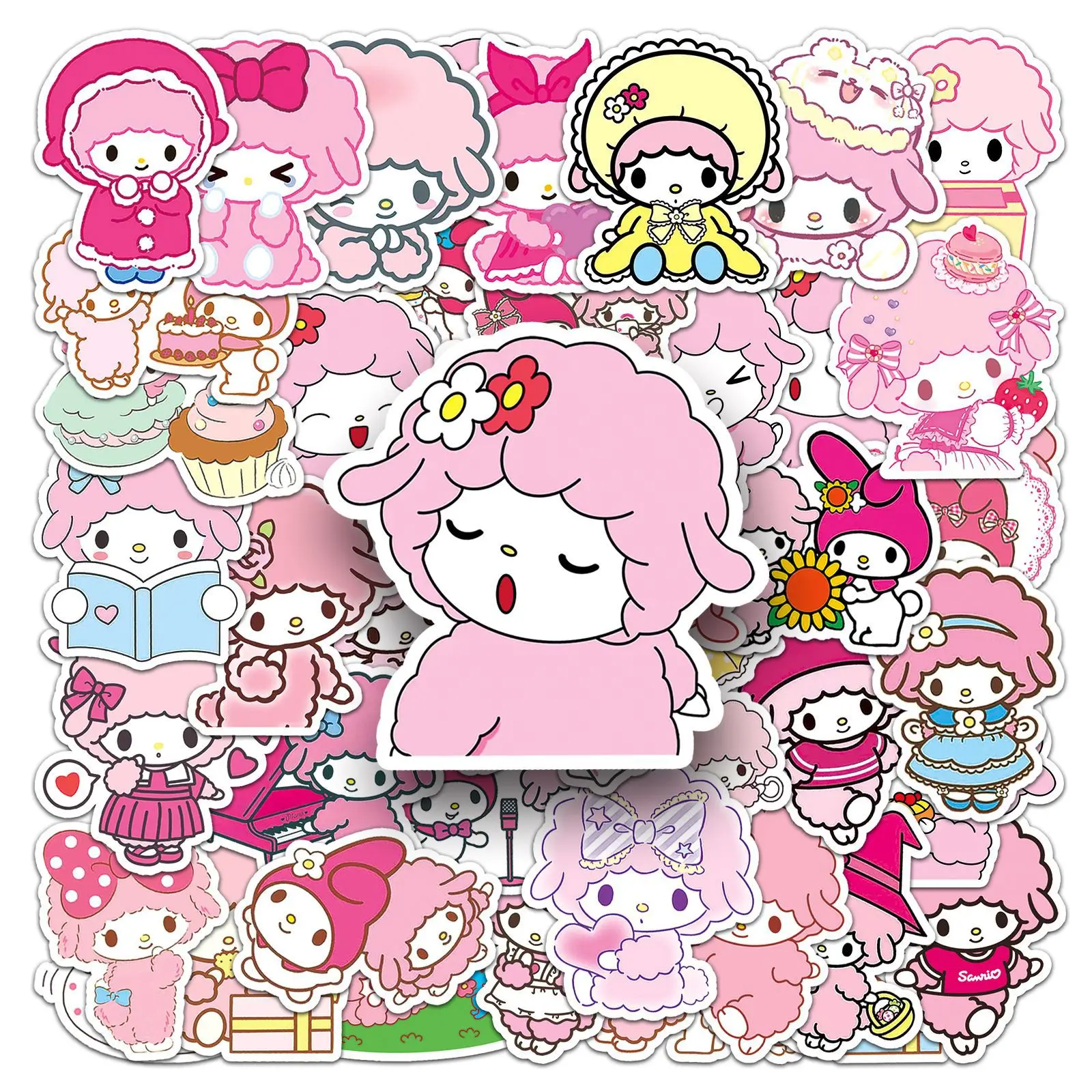 Autocollants Kawaii My Sweet Piano Melody, Sanurgente Anime Decal, DIY Car, JELaptop Cup, Helmet, Waterproof, Cute Sticker Toys, 10 PCs, 50PCs