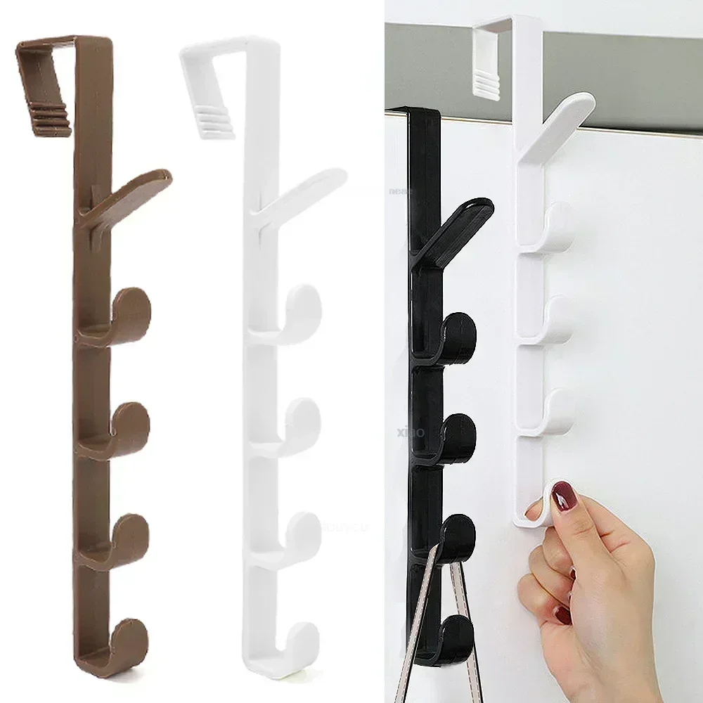 1pcs Bedroom Door Hanger Clothes Hanging Rack Over The Door Plastic Home Storage Organization Hooks, Purse Holder For Bags Rails