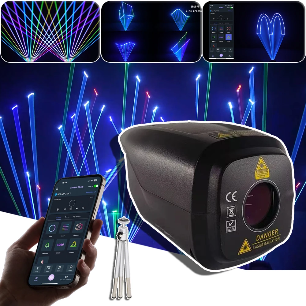 

Новый ручной RGB лазерный светильник 3 Вт с Bluetooth-приложением, дистанционное управление с анимационным эффектом на батарейках для DJ-клуба, дискотеки, свадебного бара