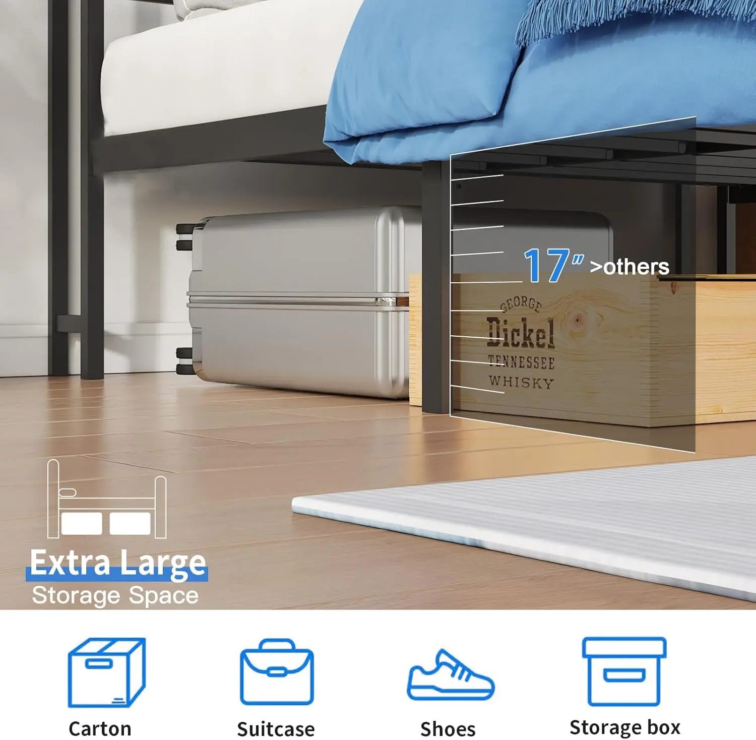 

Полноразмерные оправы для кровати с умным выходом и голографическим проектором Galaxy, скрытое изголовье из сверхпрочного металла 47,6 дюйма H 17 дюймов