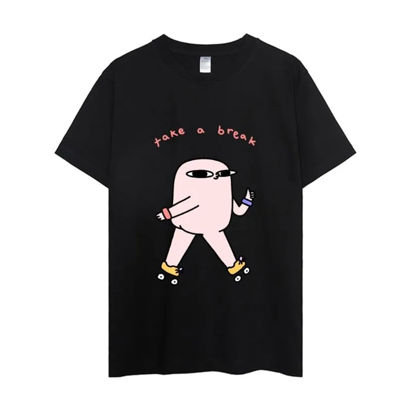 Ketnipz Cartoon T Shirt Women Couple Combination Clothes Short Sleeve Collar Fashion Man Cotton