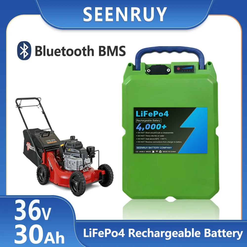 36v 30Ah LiFePo4 Lithium Battery Built-in 30A BMS for Lawn mower Hedge trimmer Electric chain saw with 5A Chargers