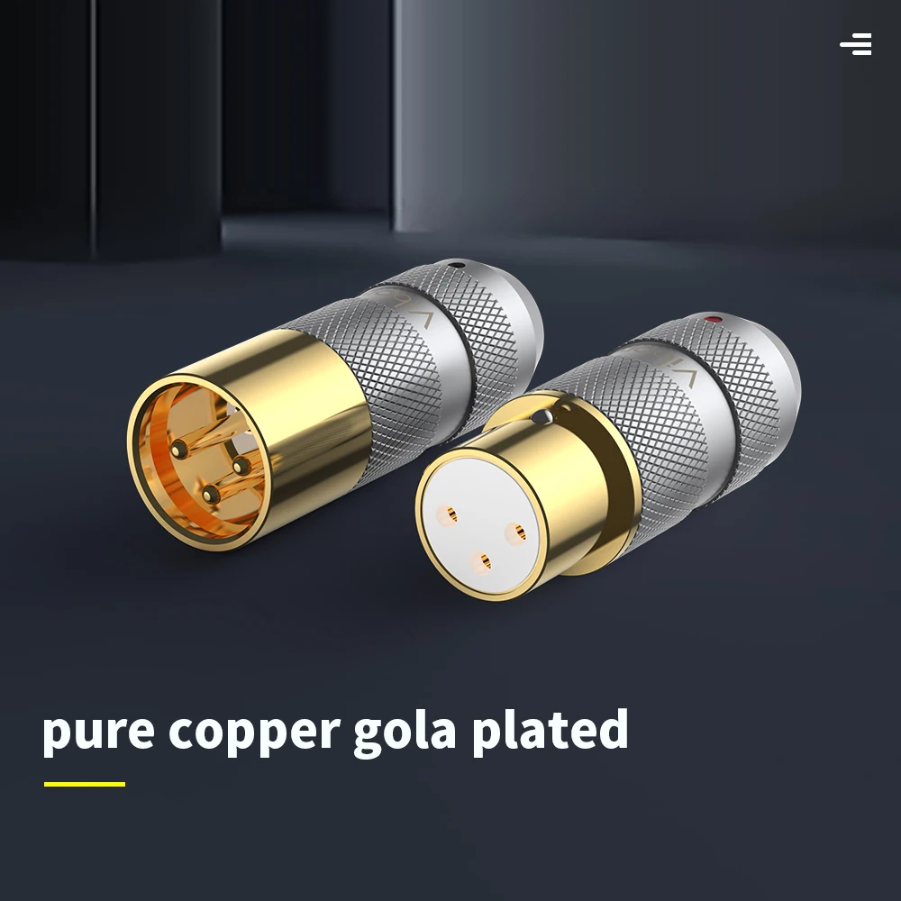 Viborg Pure Copper Gold Rhodium Plated 3Pin Male Female XLR Plug Balance Connector Jack Hifi Audio MIC DAC Cable Adapter