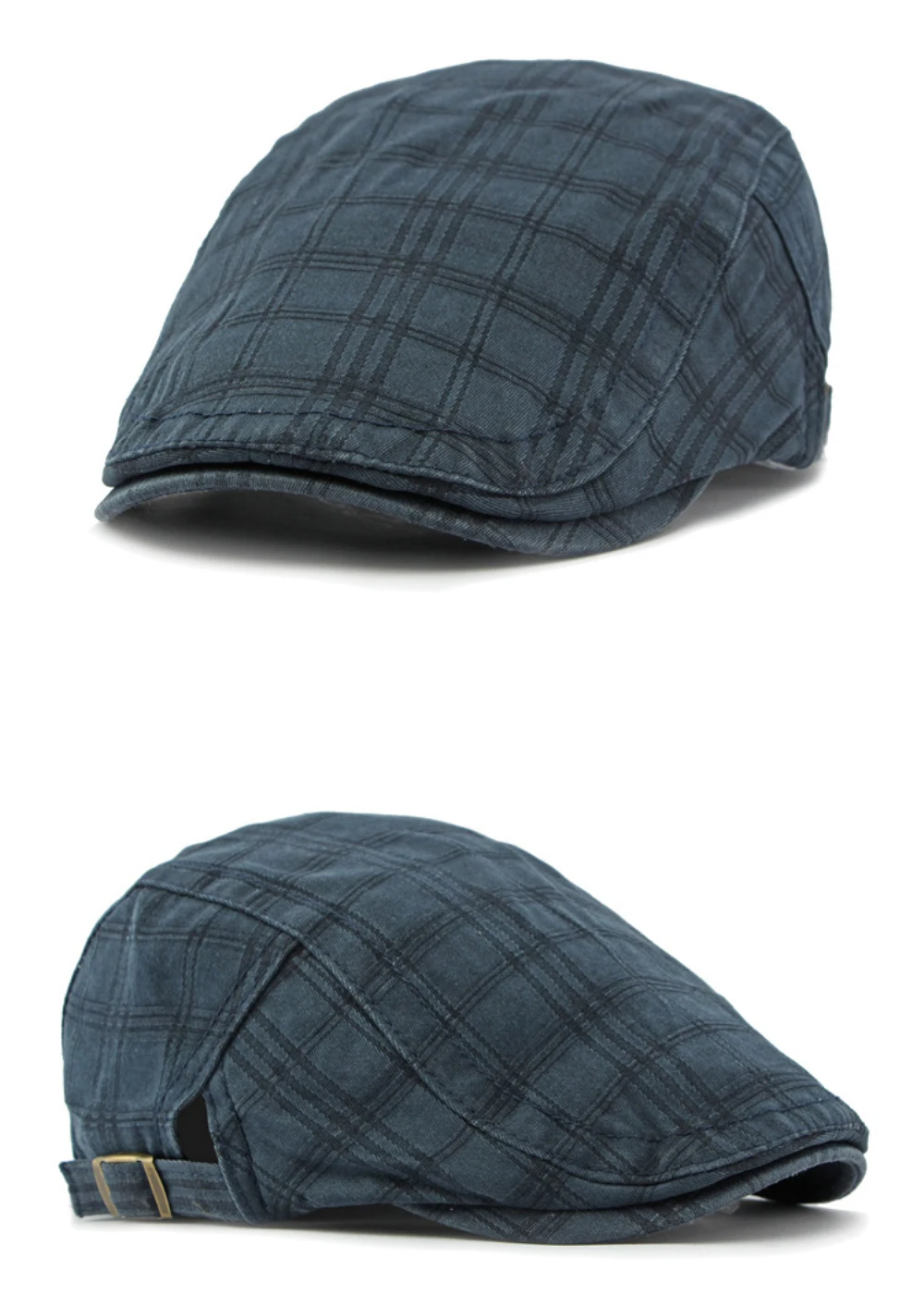 HT4239 Baskenmütze für Alle Jahreszeiten Baumwolle Ivy Flat Cap Damen Vintage Künstler Maler Baskenmütze Herren Unisex Kariert Verstellbare Herren-Baskenmützen – Detail 4